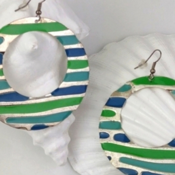 ♥️Bundle Only♥️ Vintage Silver and Turquoise Blue Grean Clipon Earrings - Picture 7 of 7